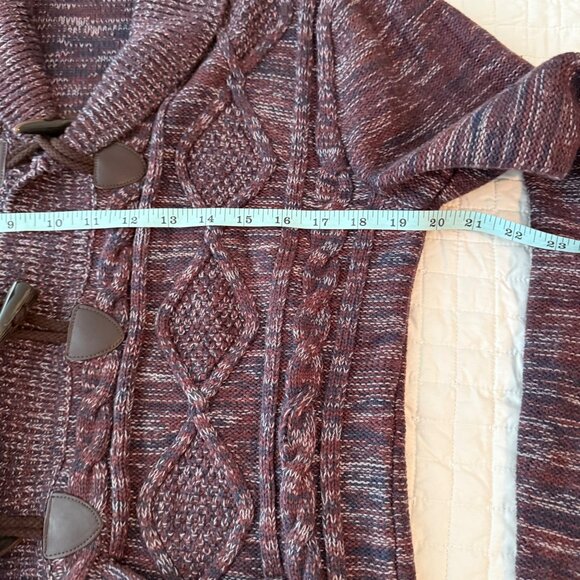 Gap Womens Toggle Cardigan Sweater Medium Maroon Multi Knit - Picture 9 of 9